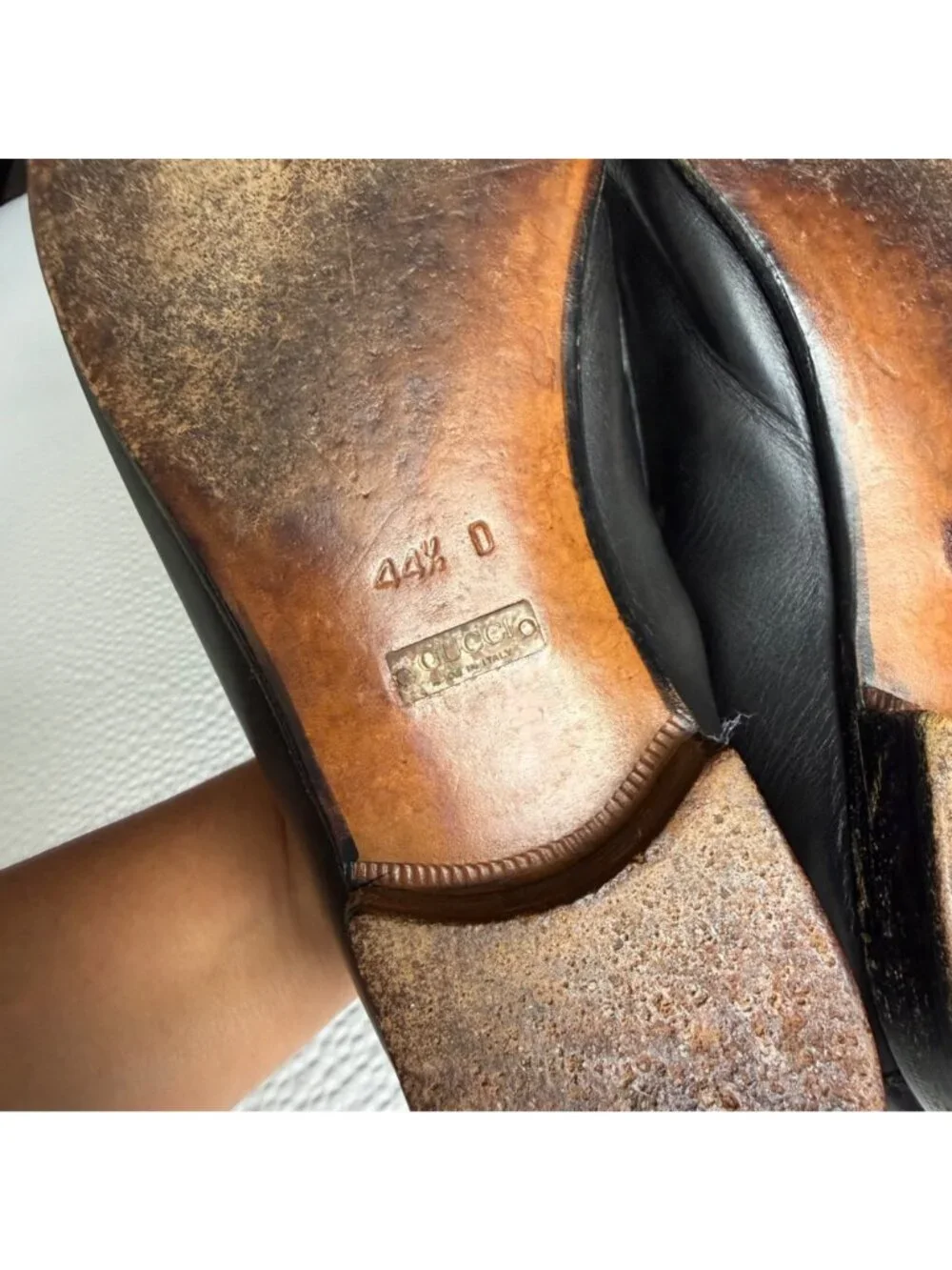 Gucci 1953 Horsebit Loafers Black Leather Mens Shoes Size 44.5 E 11.5 Made In It